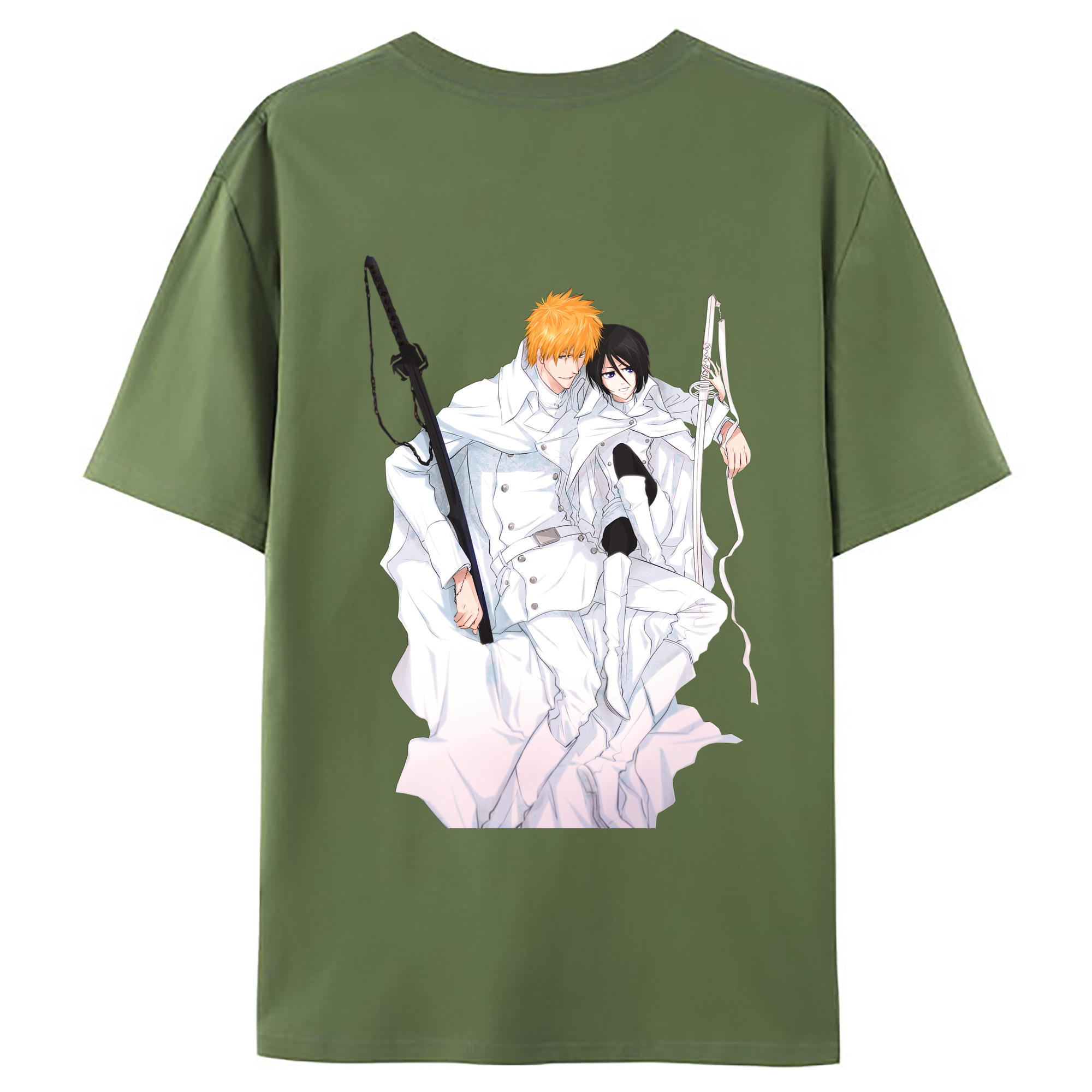 （画像用） ブリーチ 黒崎一護（くろさき いちご）BLEACH Kurosaki Ichigo 綿100％ メンズ半袖Tシャツ（バックプリント） 通気性
